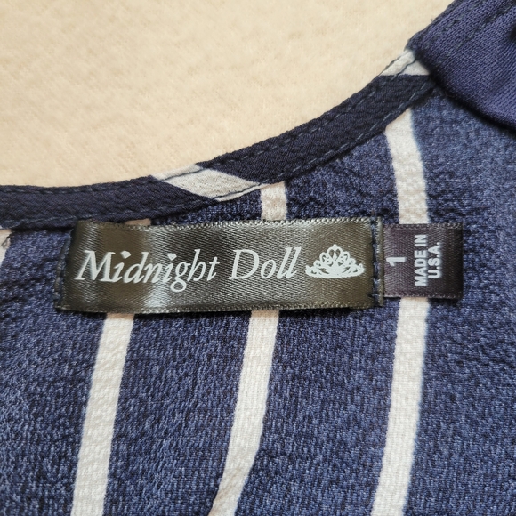 🎉3/$12🎉 Midnight Doll Junior Striped Blue & White High Low Dress - Picture 5 of 5
